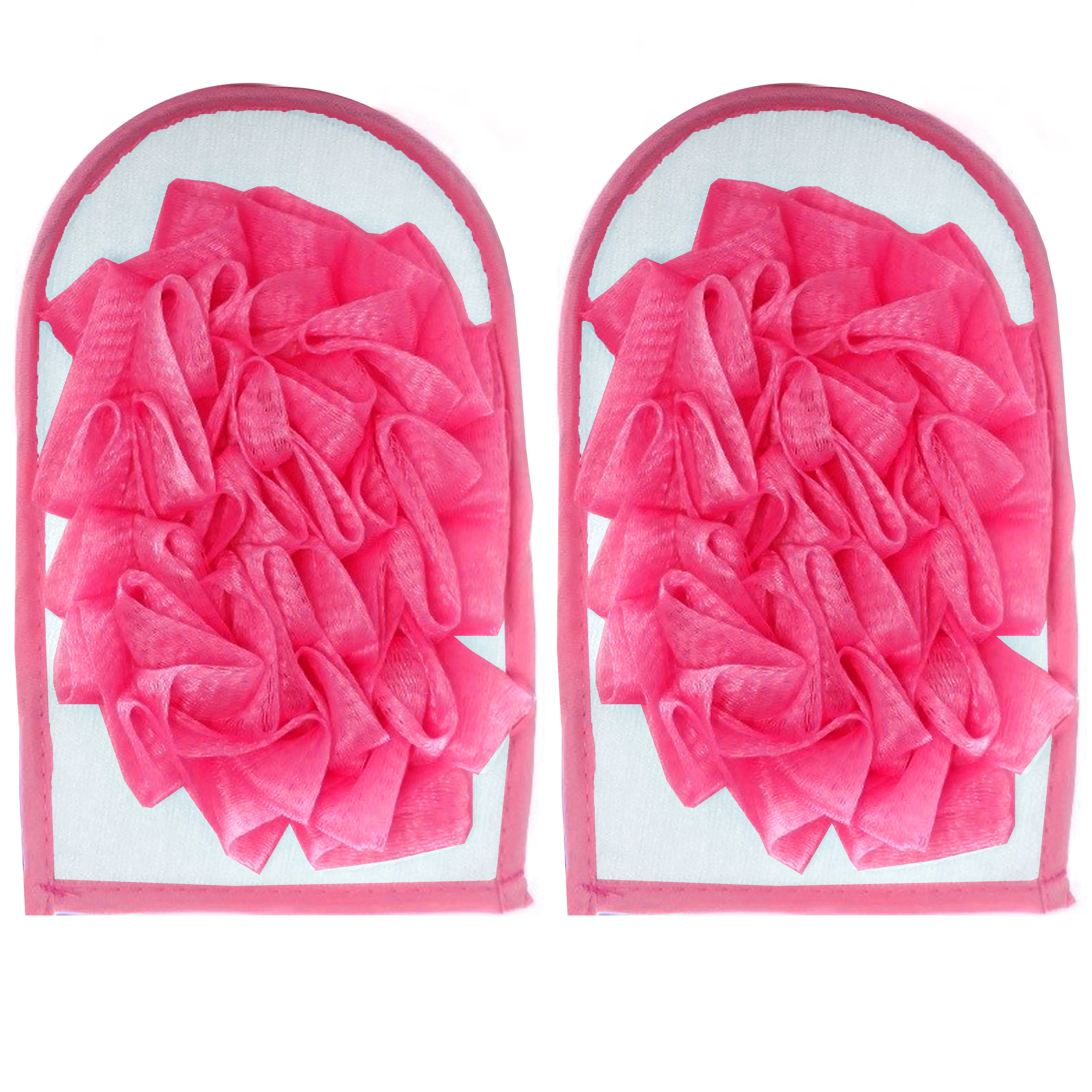 2 Pc Exfoliating Spa Bath Gloves Sponge Mitts Shower Soap Loofah Body Scrubber