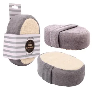 2 Pc Set Bath Shower Sponge Set Terrycloth Strap Exfoliating Body Brush Scrubber
