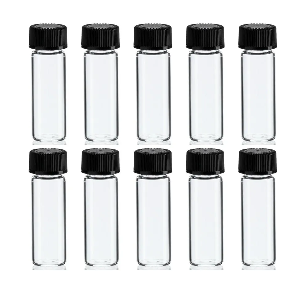 50 Pack 7ml Glass Vial Screw Caps Clear Liquid Sample Bottles Lab/Travel Storage