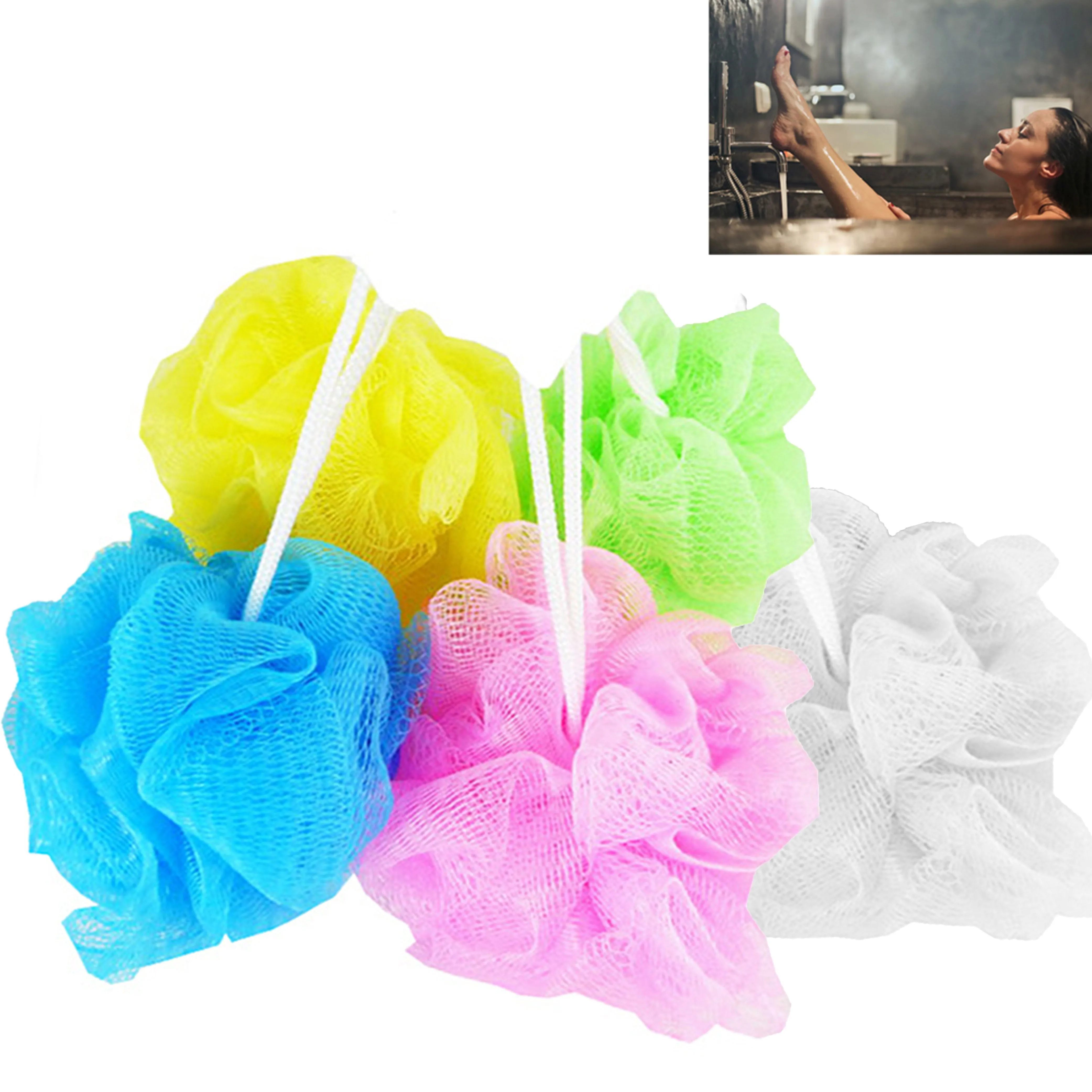 6 Bath Shower Puff Sponge Loofah Scrub Mesh Brush Ball Exfoliating Body Scrubber