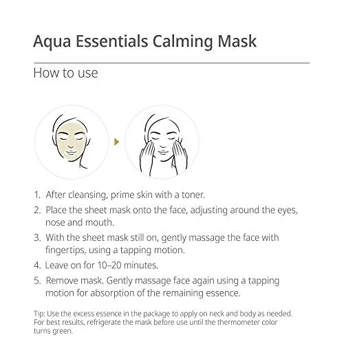 AHC Face Mask Aqua Essentials Hydrating and Claming For Stressed and Tired Skin Calming 100% Cotton Sheet 5 Count(Pack of 1)