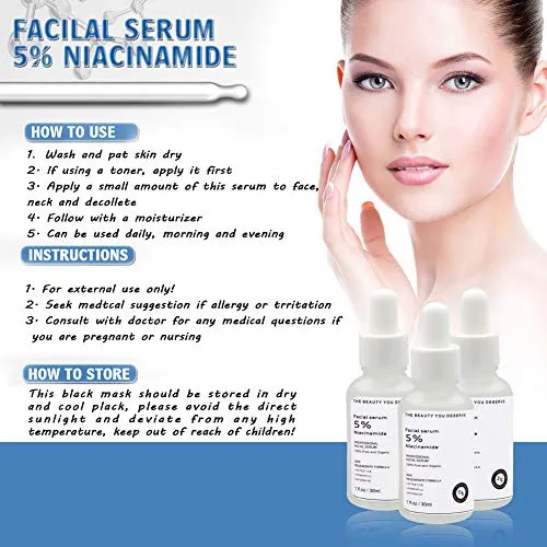 Alatimi Niacinamide Facial Serum, 5% Vitamin B3 Pure Hyaluronic Acid Removes Acne Spots Moisturizes for Facial Neck Chest (Niacinamide Facial Serum)