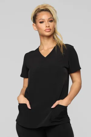 Always On Call V Neck Scrub Top - Black
