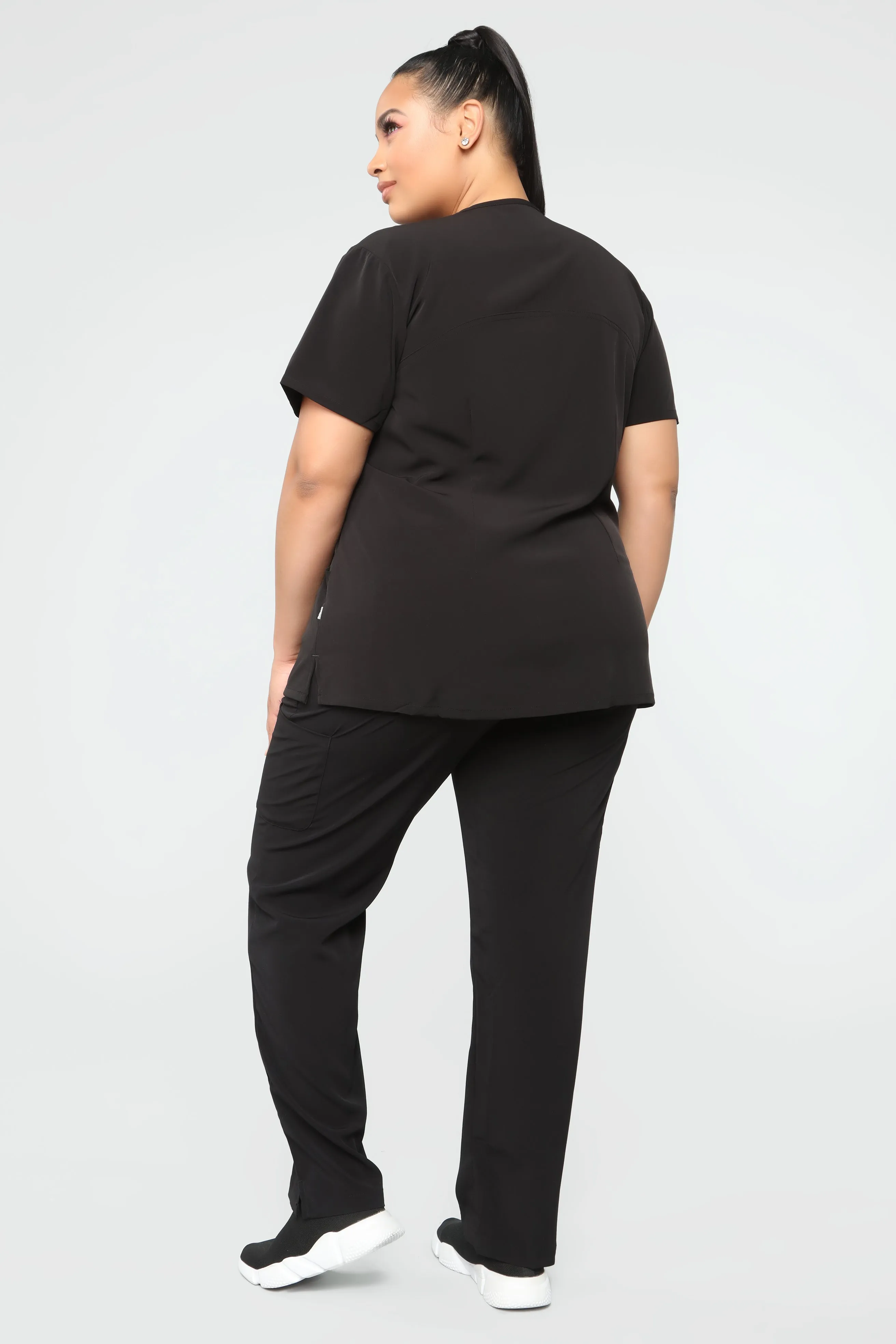 Always On Call V Neck Scrub Top - Black