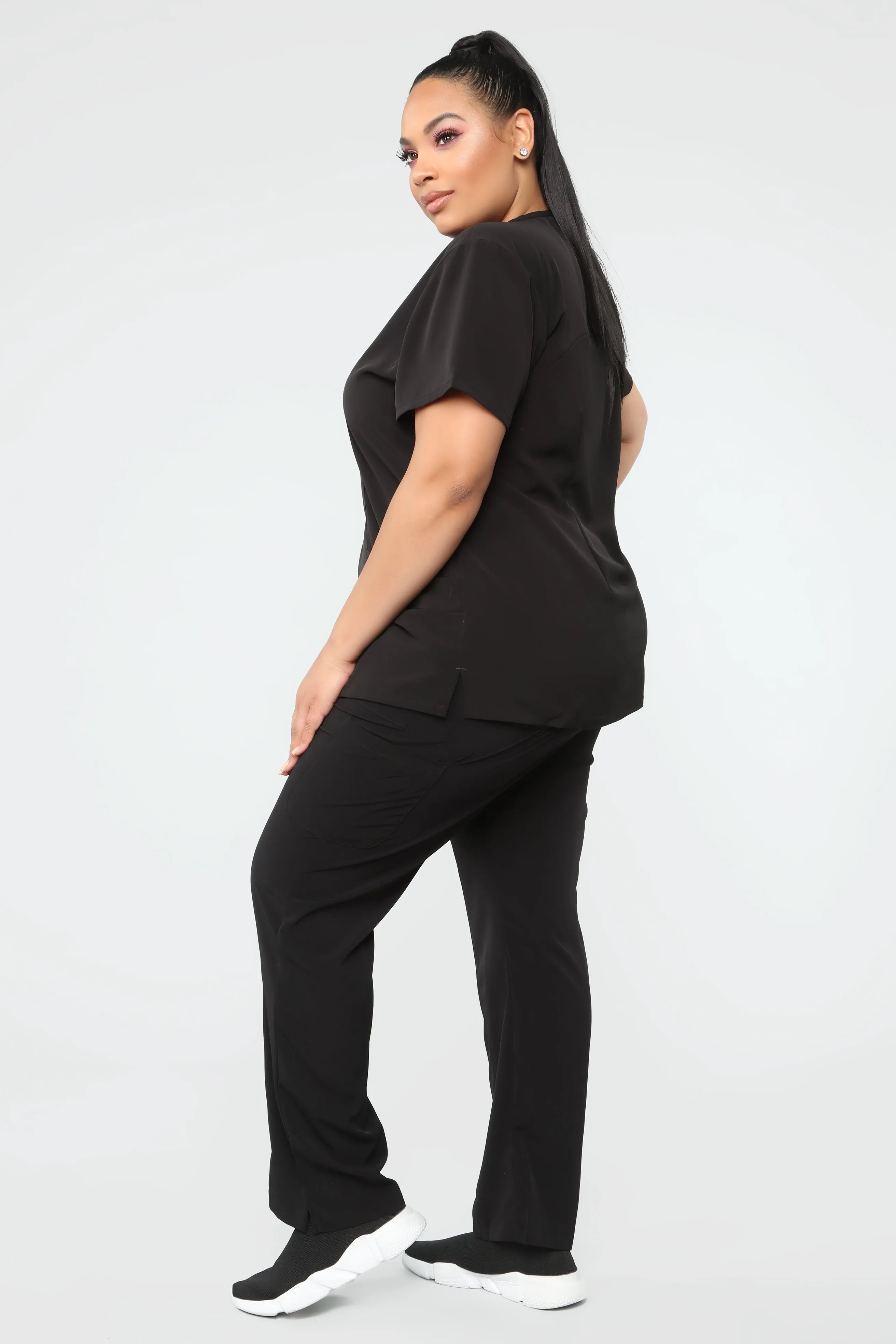 Always On Call V Neck Scrub Top - Black