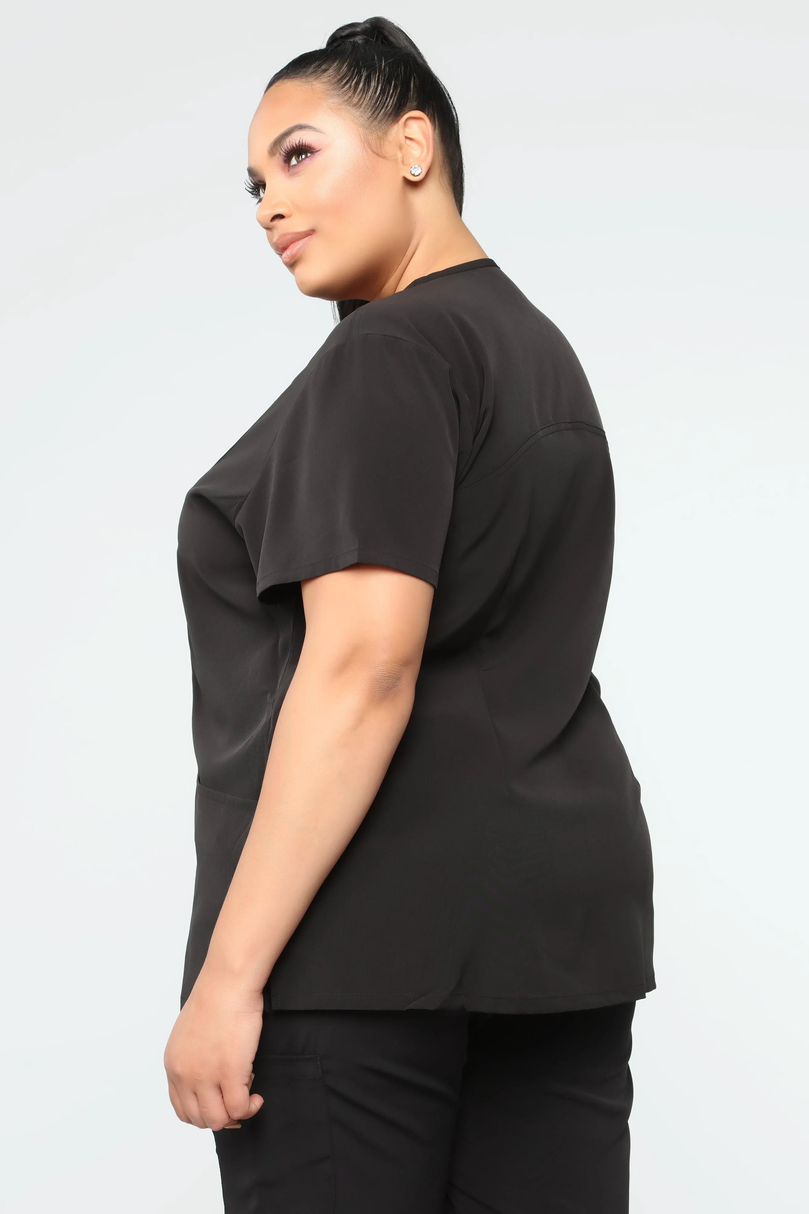 Always On Call V Neck Scrub Top - Black
