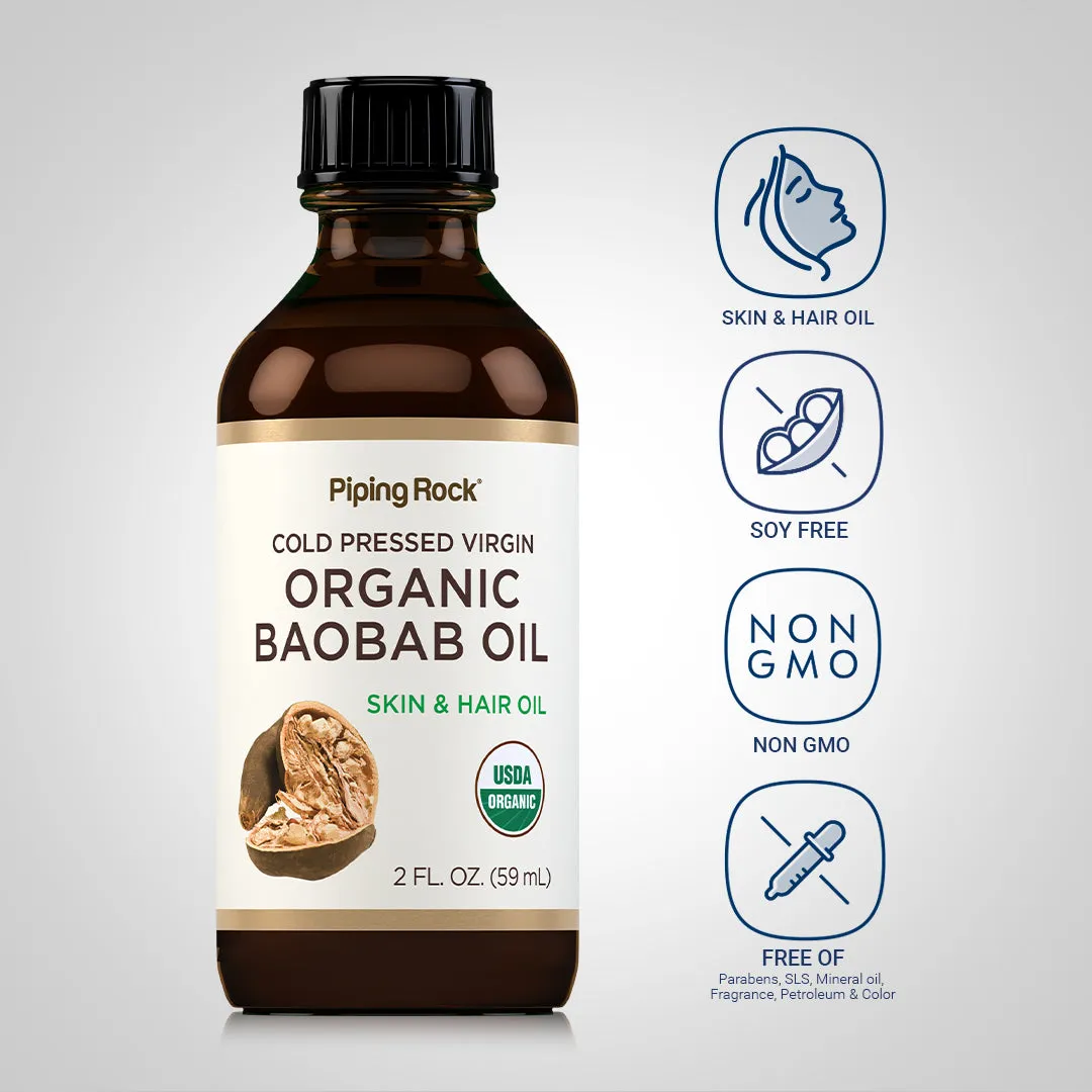 Baobab Oil Pure (Organic), 2 fl oz (59 mL) Bottle