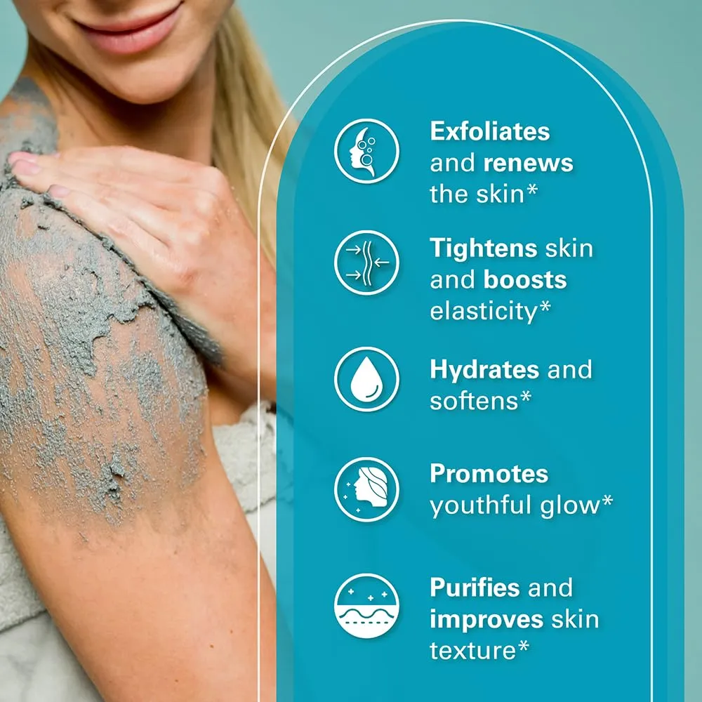 Exfoliating Charcoal Scrub with Collagen & Stem Cells  Salt Scrub for Body Toning, Cellulite, Armpit Detox, and Skin Smoothing for Face, Feet, and Body by M3 Naturals.