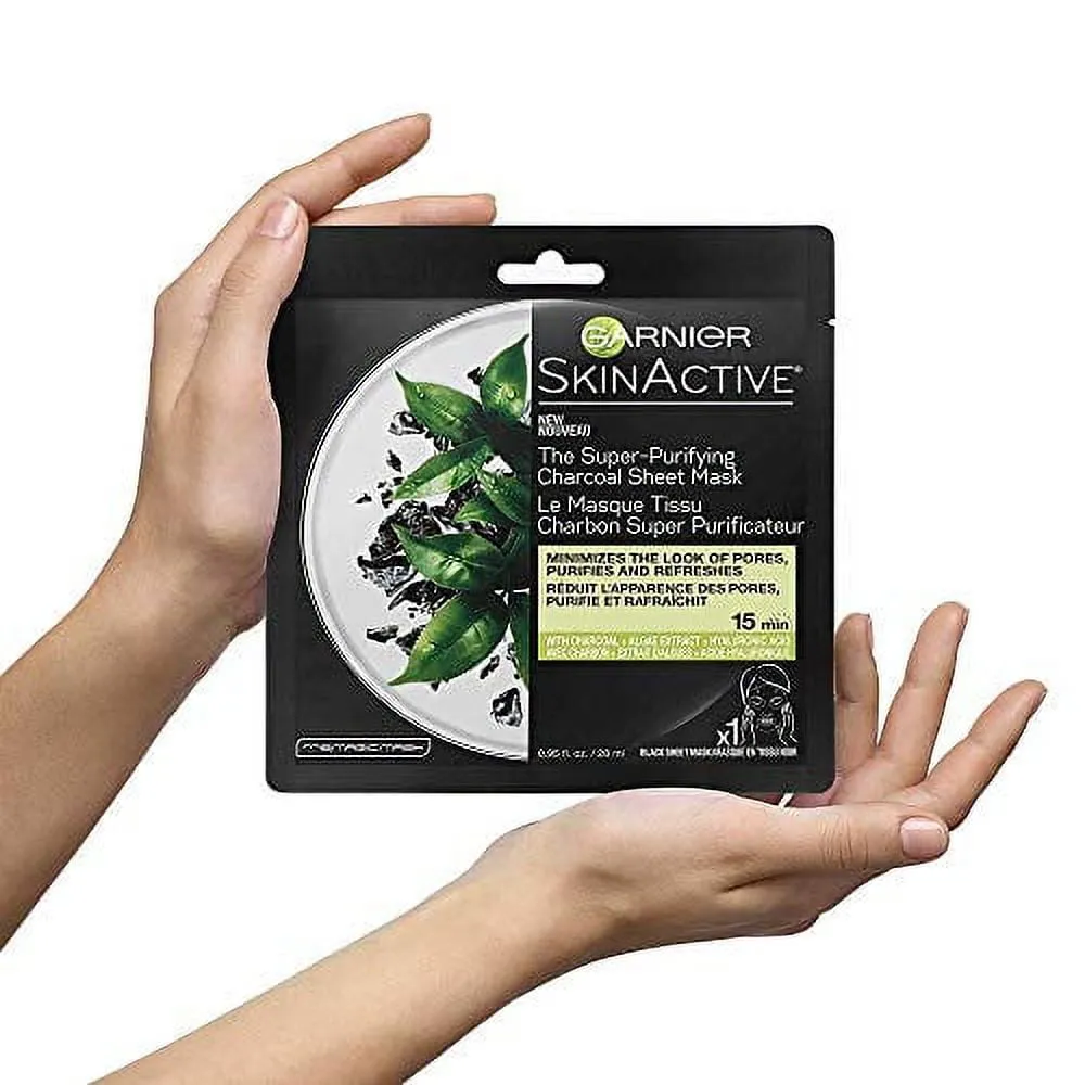 Garnier SkinActive Super Purifying Charcoal Sheet Mask, 0.95 fl. oz.