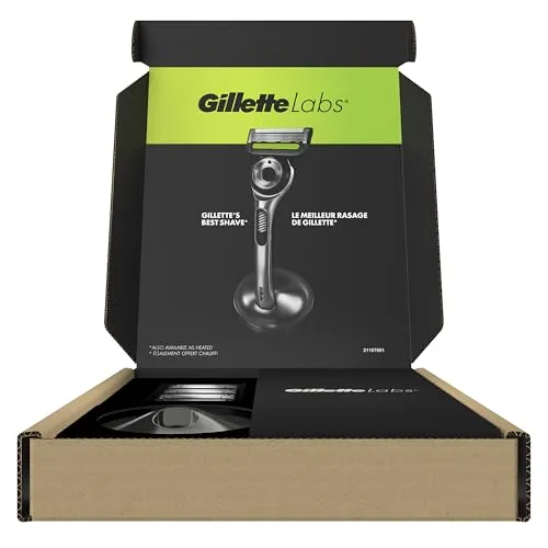 GilletteLabs with Exfoliating Bar by Gillette Razor for Men - 1 Handle, 4 Razor Blade Refills, Holiday Gifts for Men, Includes Premium Magnetic Stand