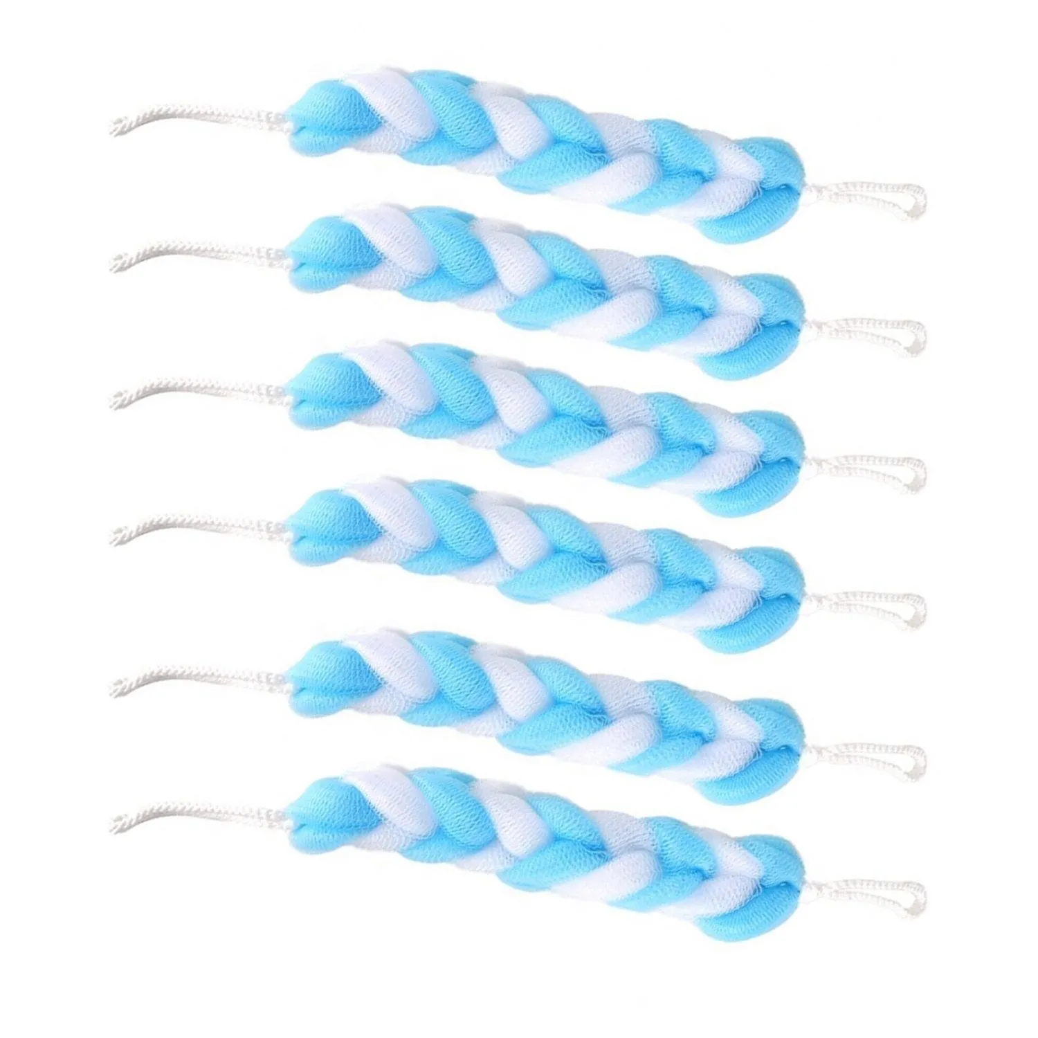 Hanging Bath Shower Long Loofah Sponge Pouf Body Scrubber (pack of 6)