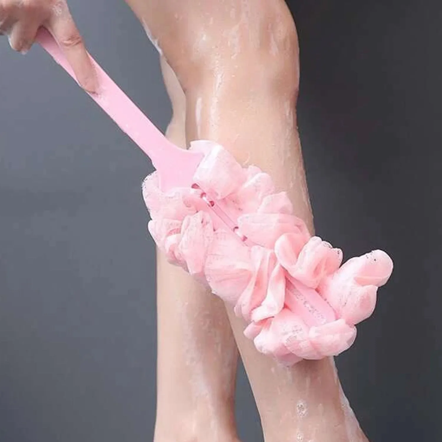 Loofah Back Scrubber for Shower, Long Handle Bath Sponge Shower Brush, Soft Nylon Mesh Back Cleaner Washer, Body Bath Brush for Women and Men, Bathroom Shower Accessories
