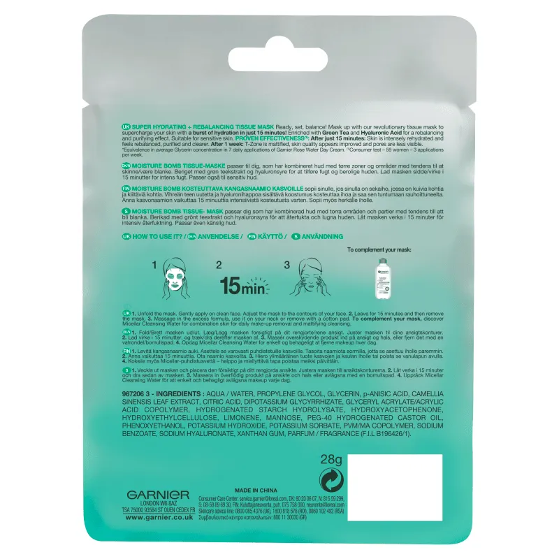 Moisture Bomb Green Tea Hydrating Face Sheet Mask - 28g