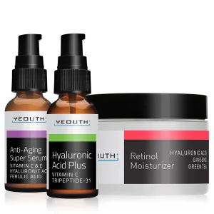 Nighttime Essentials: Anti-Aging Super Serum 1 oz & Hyaluronic Acid Plus 1 oz & Retinol Moisturizer 4 oz