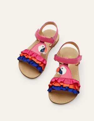 Novelty Leather Sandals-Multi Parrot