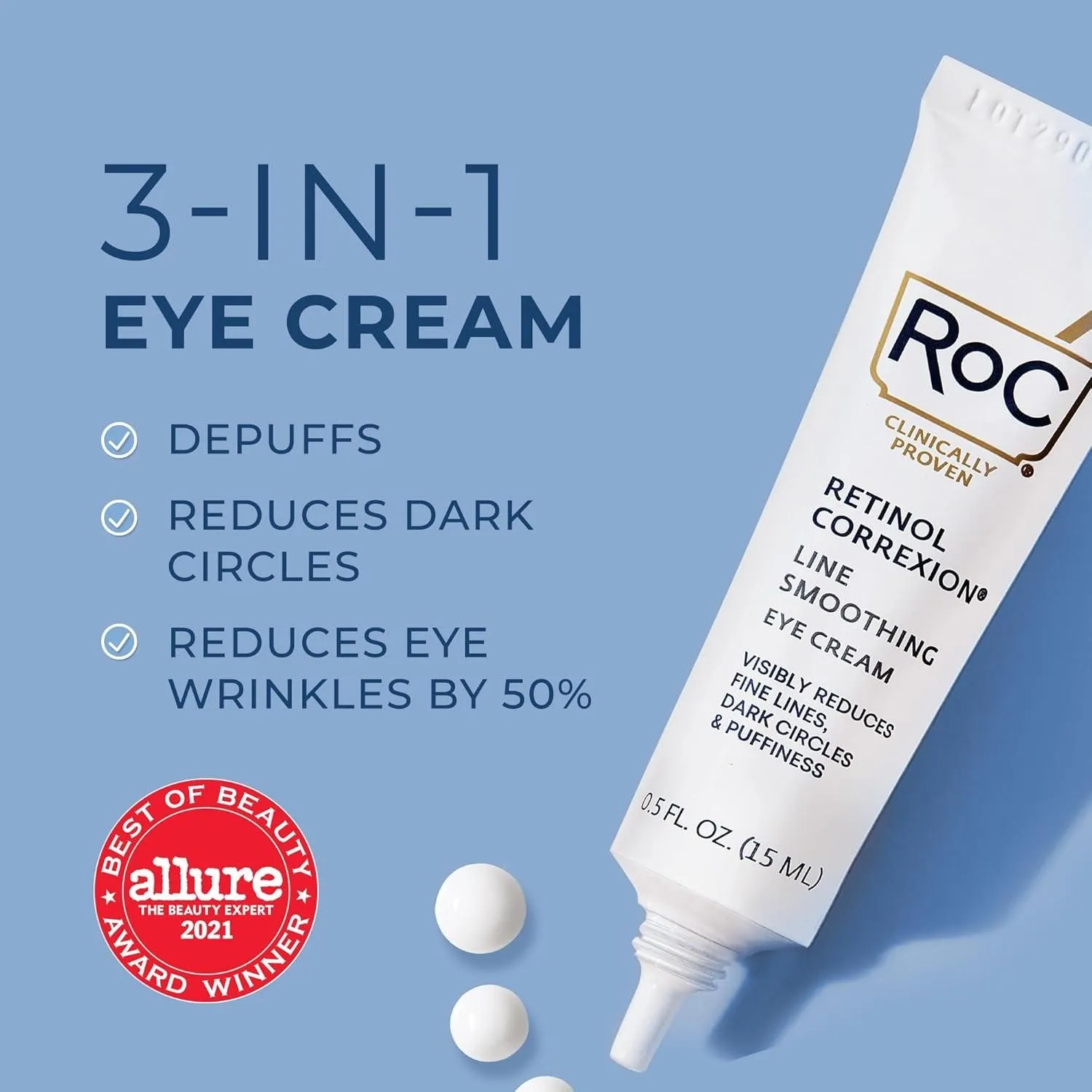 Retinol Correxion under Eye Cream for Dark Circles & Puffiness, Daily Wrinkle Cream, anti Aging Line Smoothing Skin Care Treatment for Women and Men, 0.5 Oz (Packaging May Vary)