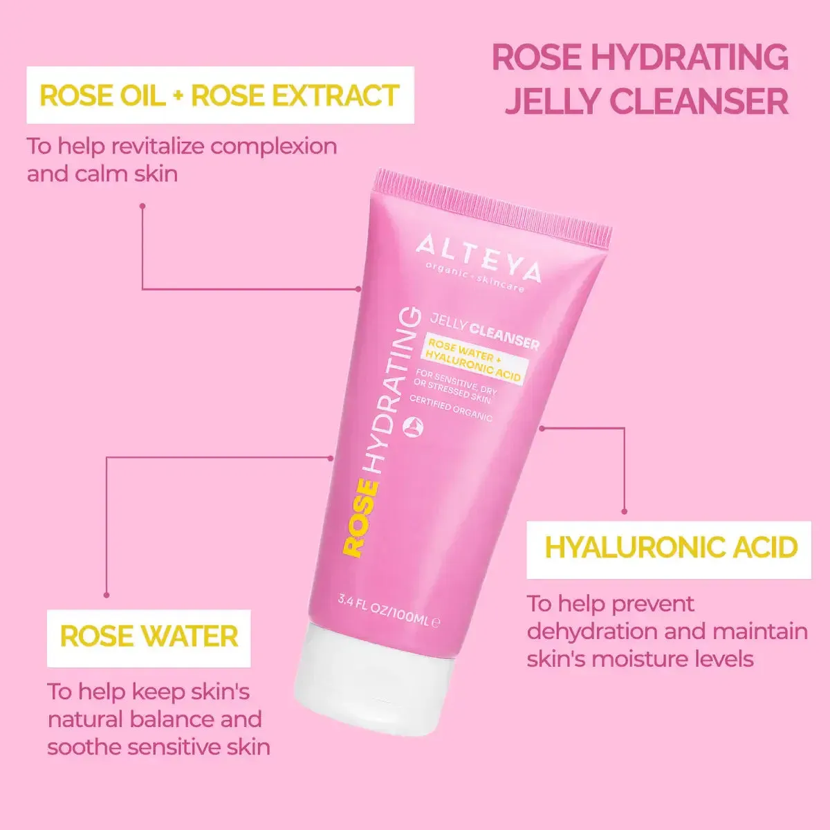 Rose Hydrating Jelly Cleanser with Rose Water and Hyaluronic Acid