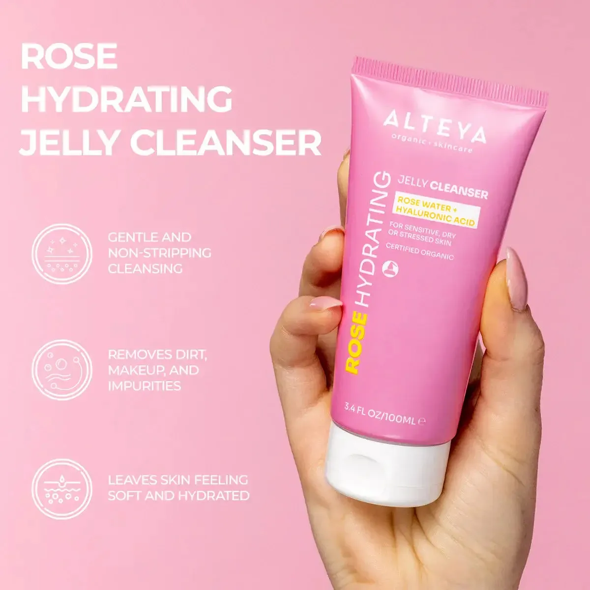 Rose Hydrating Jelly Cleanser with Rose Water and Hyaluronic Acid