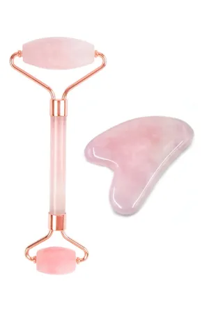 Rose Quartz DUO: Facial Roller & Gua Sha