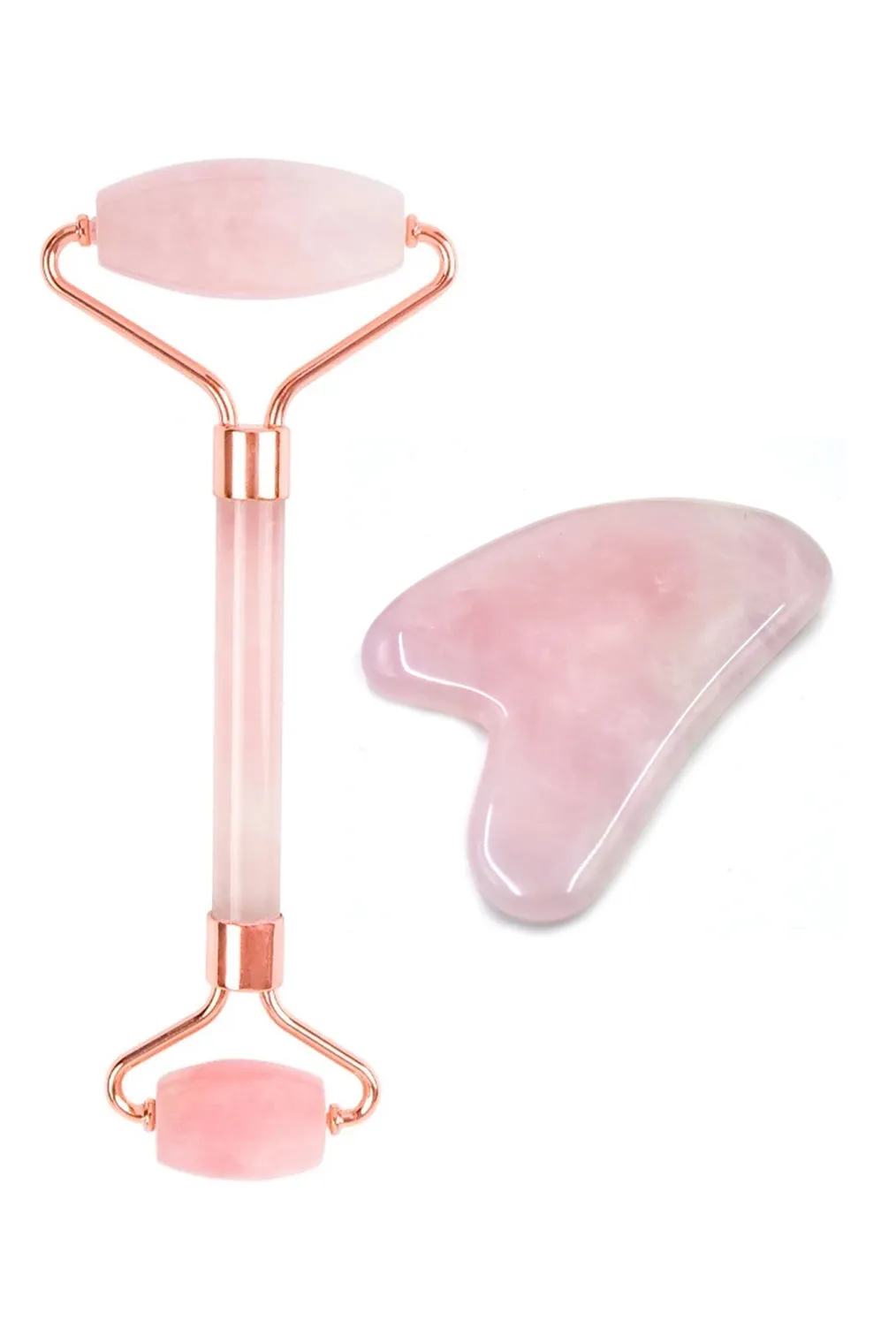 Rose Quartz DUO: Facial Roller & Gua Sha