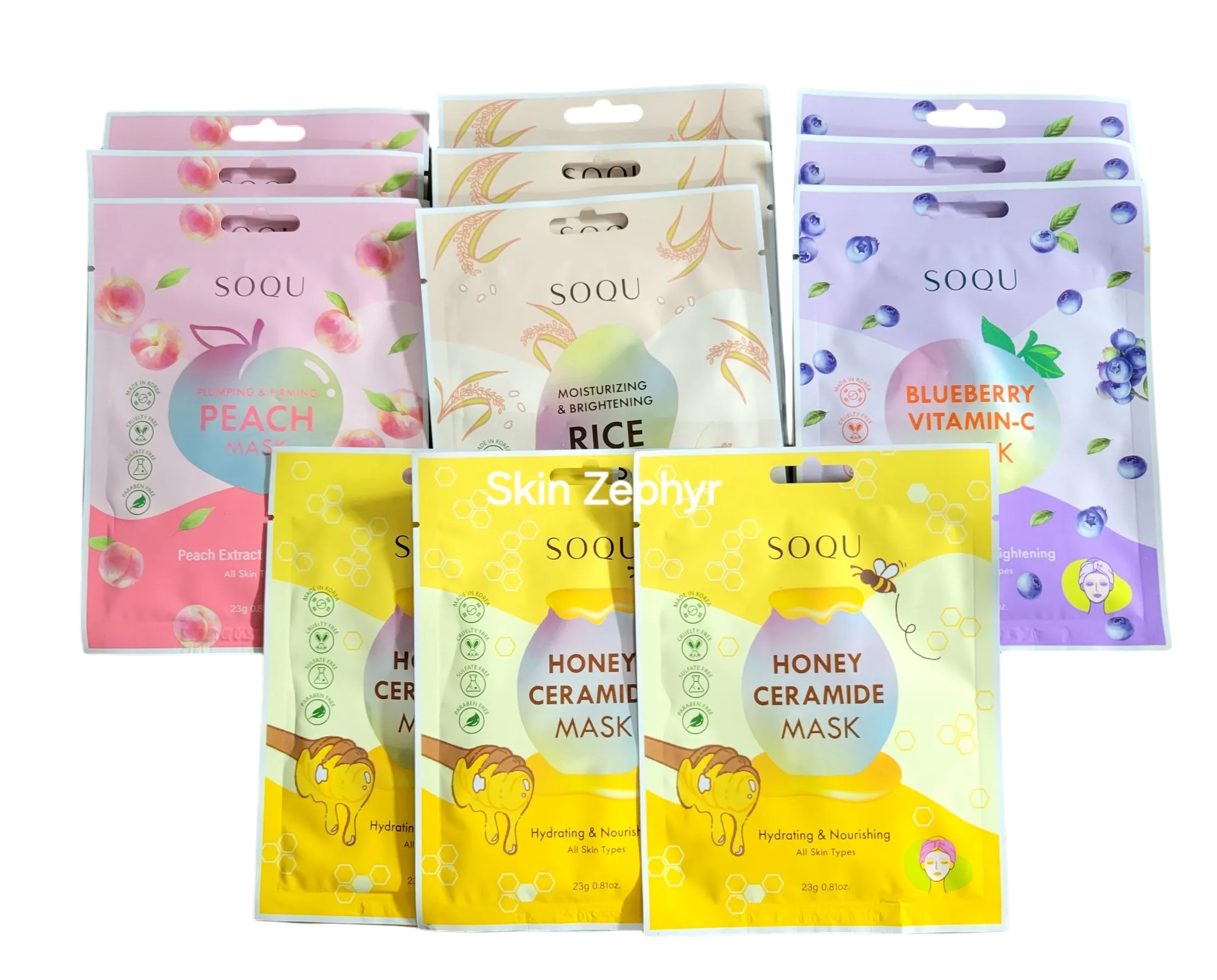 Soqu Fruity Blissful Glow Mask Set Variety Pack
