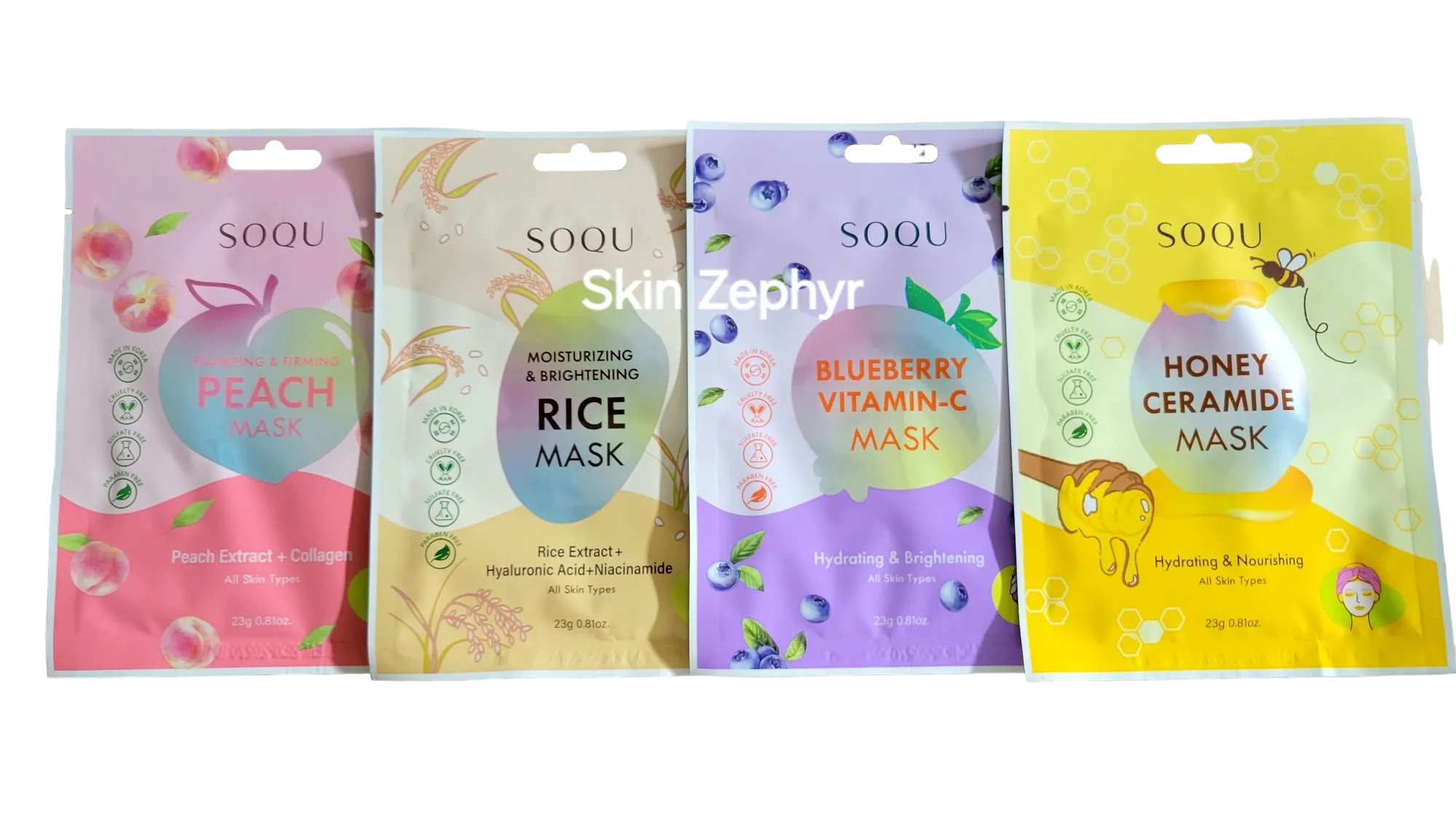 Soqu Fruity Blissful Glow Mask Set Variety Pack