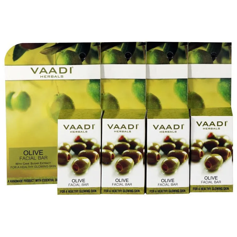 Value Pack of 4 Olive Facial Bars with Cane Sugar Extract